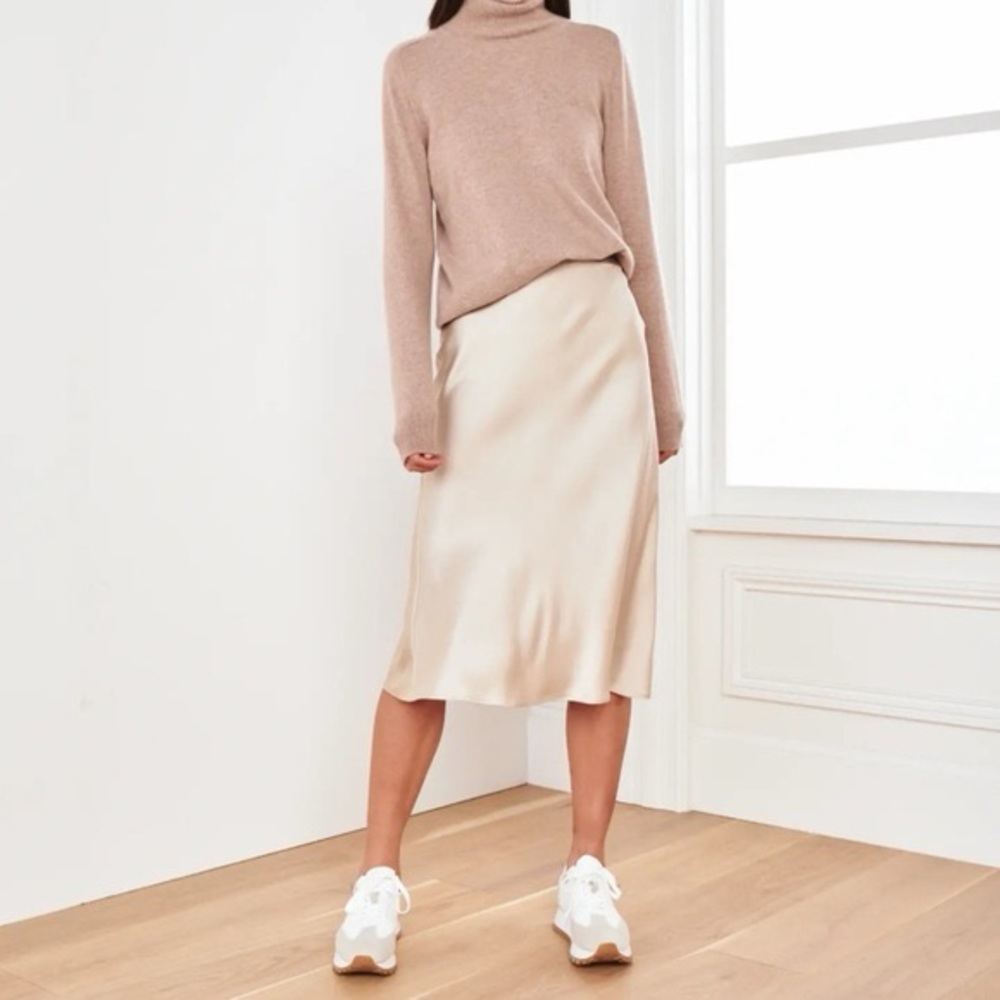 Quince washable silk skirt || champagne